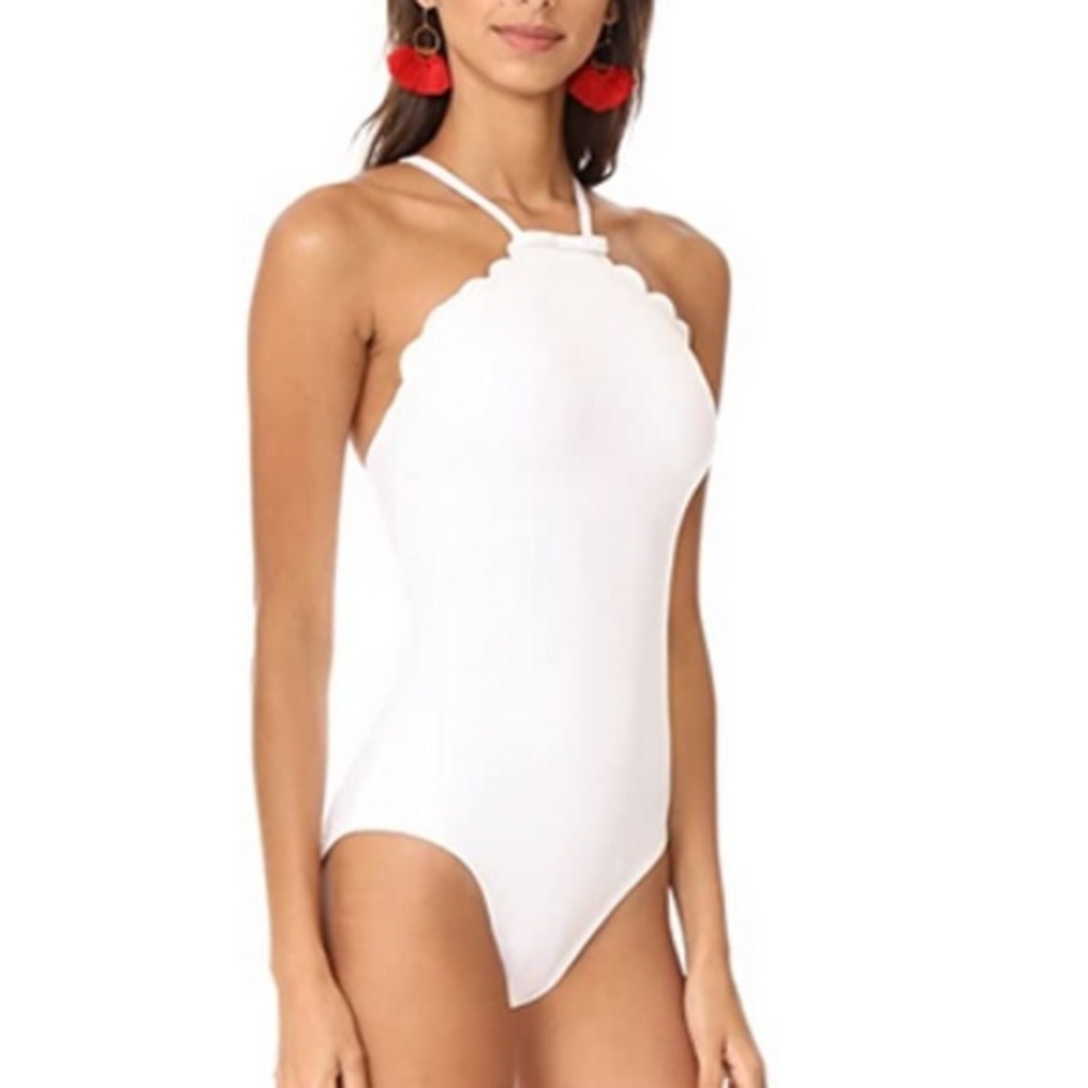 Kate Spade One Piece‎ Bathing Suit Swimsuit S bow scalloped high neck